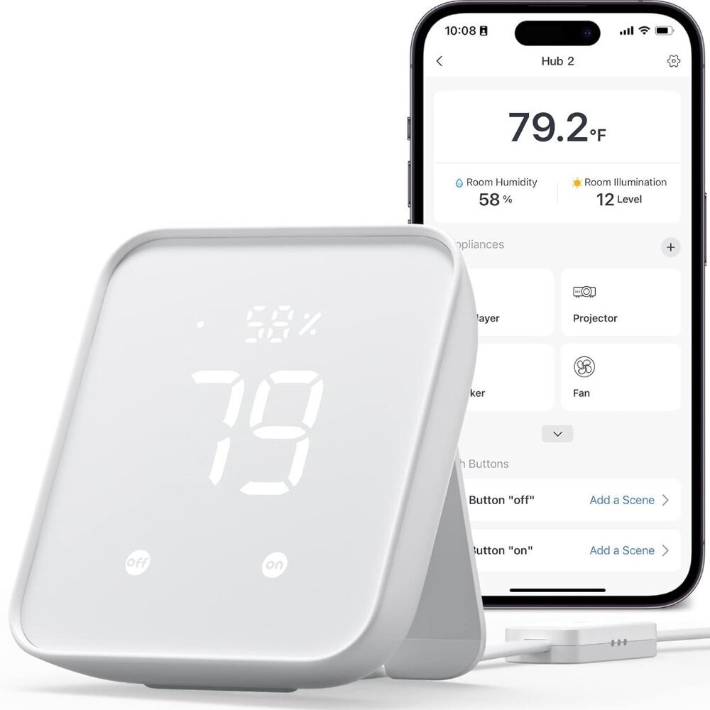 Hub 2 2nd Gen, work as a WiFi Thermometer Hygrometer, IR Remote Control, Smart R
